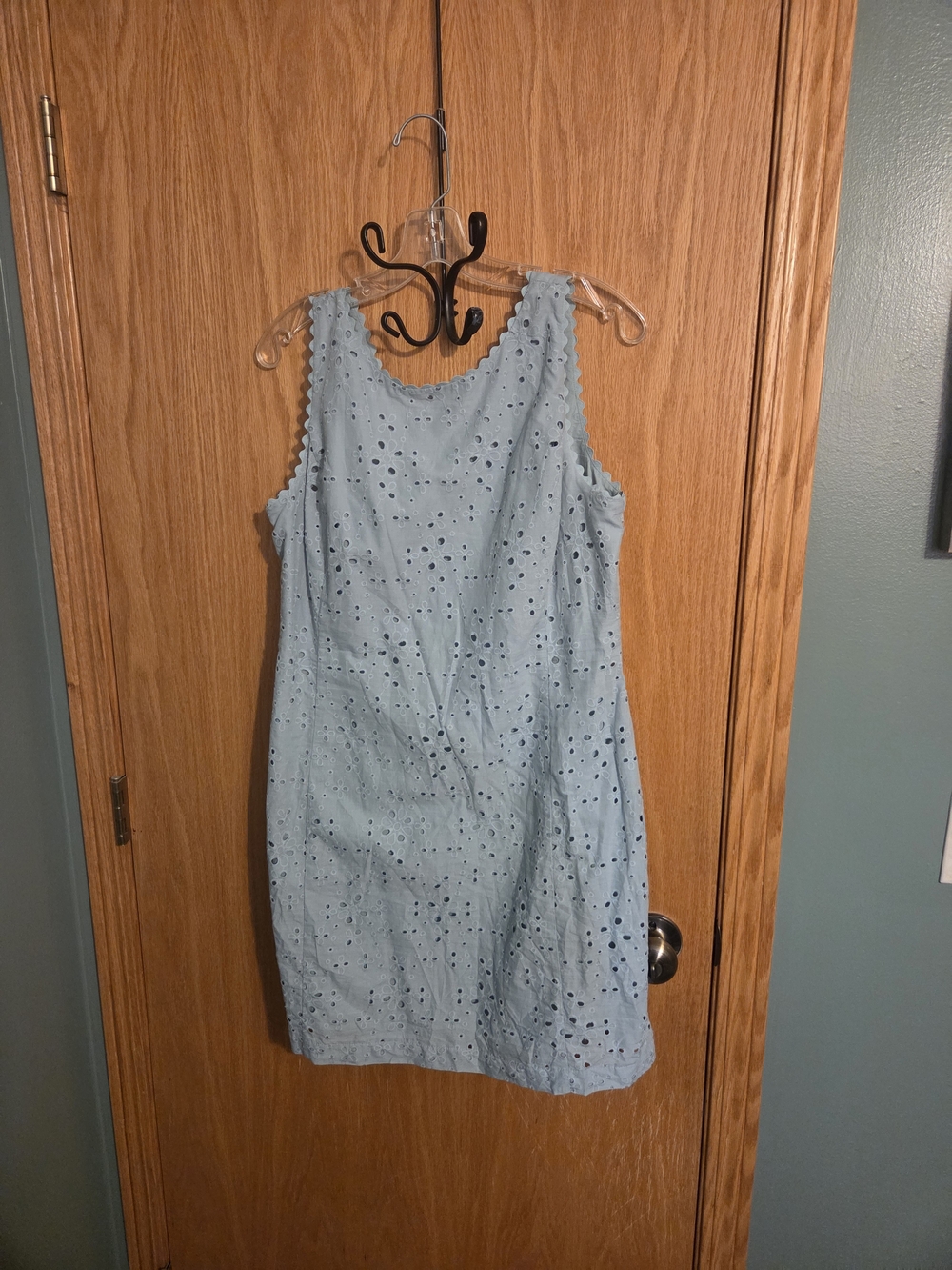 LOFT Light Blue Eyelet Shift Dress